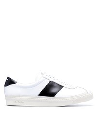 weiße und schwarze Leder niedrige Sneakers von Tom Ford