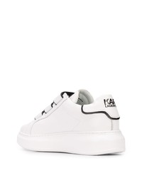 weiße und schwarze Leder niedrige Sneakers von Karl Lagerfeld