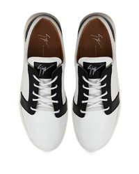 weiße und schwarze Leder niedrige Sneakers von Giuseppe Zanotti