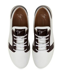 weiße und schwarze Leder niedrige Sneakers von Giuseppe Zanotti