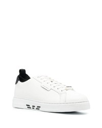 weiße und schwarze Leder niedrige Sneakers von Emporio Armani