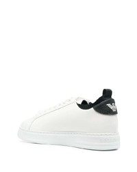 weiße und schwarze Leder niedrige Sneakers von Emporio Armani