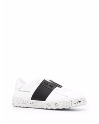 weiße und schwarze Leder niedrige Sneakers von Valentino Garavani