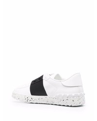 weiße und schwarze Leder niedrige Sneakers von Valentino Garavani