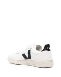 weiße und schwarze Leder niedrige Sneakers von Veja