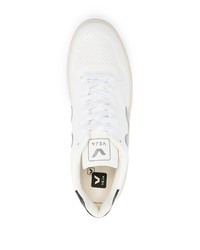 weiße und schwarze Leder niedrige Sneakers von Veja