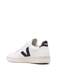 weiße und schwarze Leder niedrige Sneakers von Veja