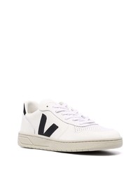 weiße und schwarze Leder niedrige Sneakers von Veja