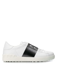 weiße und schwarze Leder niedrige Sneakers von Valentino Garavani