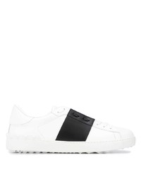 weiße und schwarze Leder niedrige Sneakers von Valentino Garavani