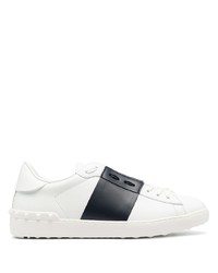 weiße und schwarze Leder niedrige Sneakers von Valentino Garavani