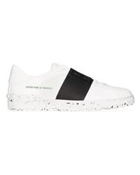 weiße und schwarze Leder niedrige Sneakers von Valentino Garavani