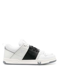 weiße und schwarze Leder niedrige Sneakers von Valentino Garavani