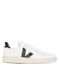 weiße und schwarze Leder niedrige Sneakers von Veja