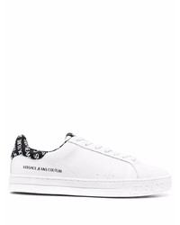 weiße und schwarze Leder niedrige Sneakers von VERSACE JEANS COUTURE