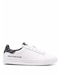 weiße und schwarze Leder niedrige Sneakers von VERSACE JEANS COUTURE