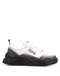 weiße und schwarze Leder niedrige Sneakers von VERSACE JEANS COUTURE