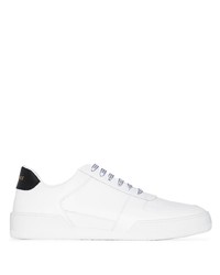 weiße und schwarze Leder niedrige Sneakers von Versace
