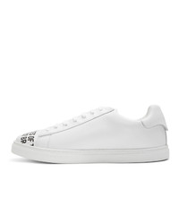 weiße und schwarze Leder niedrige Sneakers von DSQUARED2