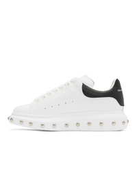 weiße und schwarze Leder niedrige Sneakers von Alexander McQueen