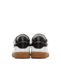 weiße und schwarze Leder niedrige Sneakers von Isabel Marant