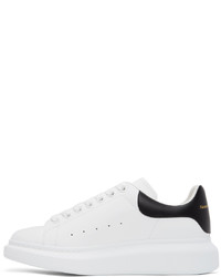 weiße und schwarze Leder niedrige Sneakers von Alexander McQueen