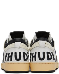 weiße und schwarze Leder niedrige Sneakers von Rhude