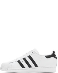 weiße und schwarze Leder niedrige Sneakers von adidas Originals