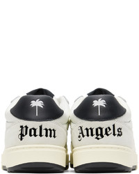 weiße und schwarze Leder niedrige Sneakers von Palm Angels