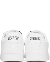 weiße und schwarze Leder niedrige Sneakers von VERSACE JEANS COUTURE