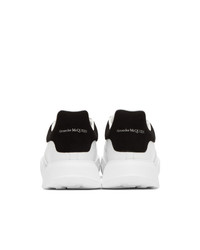 weiße und schwarze Leder niedrige Sneakers von Alexander McQueen