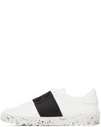 weiße und schwarze Leder niedrige Sneakers von Valentino Garavani