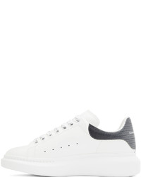 weiße und schwarze Leder niedrige Sneakers von Alexander McQueen