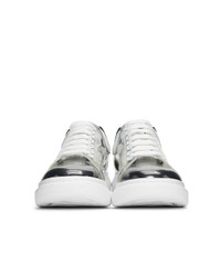 weiße und schwarze Leder niedrige Sneakers von Alexander McQueen