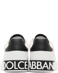 weiße und schwarze Leder niedrige Sneakers von Dolce & Gabbana