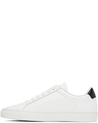 weiße und schwarze Leder niedrige Sneakers von Common Projects