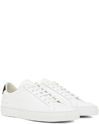 weiße und schwarze Leder niedrige Sneakers von Common Projects