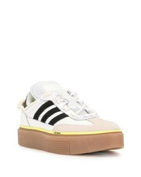 weiße und schwarze Leder niedrige Sneakers von adidas