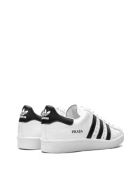 weiße und schwarze Leder niedrige Sneakers von adidas