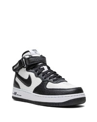 weiße und schwarze Leder niedrige Sneakers von Nike