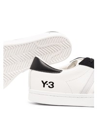 weiße und schwarze Leder niedrige Sneakers von Y-3