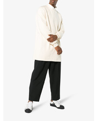 weiße und schwarze Leder niedrige Sneakers von Yohji Yamamoto