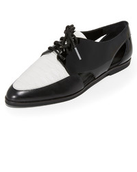 weiße und schwarze Leder Oxford Schuhe von MICHAEL Michael Kors