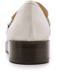 weiße und schwarze Leder plateau Slippers