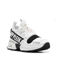 weiße und schwarze Leder Sportschuhe von Philipp Plein