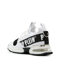 weiße und schwarze Leder Sportschuhe von Philipp Plein