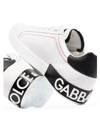 weiße und schwarze niedrige Sneakers von Dolce & Gabbana