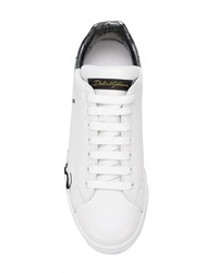 weiße und schwarze niedrige Sneakers von Dolce & Gabbana