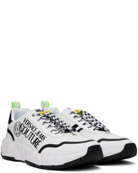 weiße und schwarze niedrige Sneakers von VERSACE JEANS COUTURE