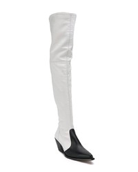 weiße und schwarze Overknee Stiefel aus Leder von Givenchy